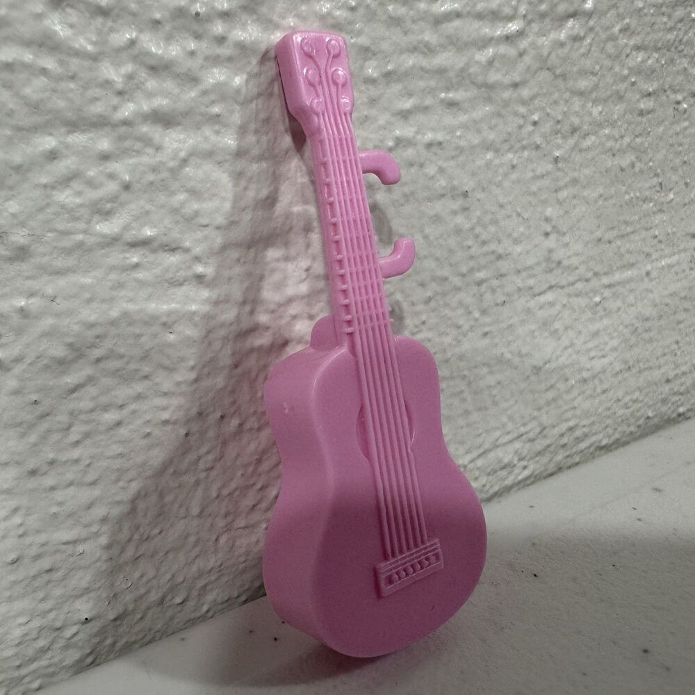 Barbie Pink Acoustic Guitar Accessory Dollhouse Miniature Toy Instrument